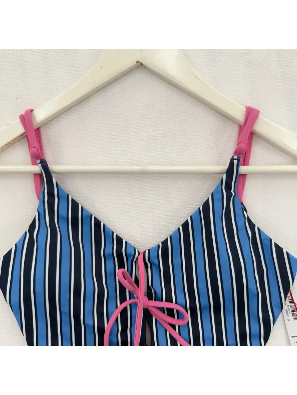 NWT Victoria's Secret PINK Striped One Piece Swimsuit Lace Up Blue Pink XS